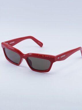 Jacquemus SALON JAC/62 C4 Sunglasses Red Rectangle Frame, Grey Lenses